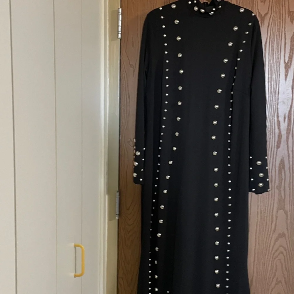 Fashion Nova Black Maxi Dress with GOLD STUD Accents - Picture 8 of 13